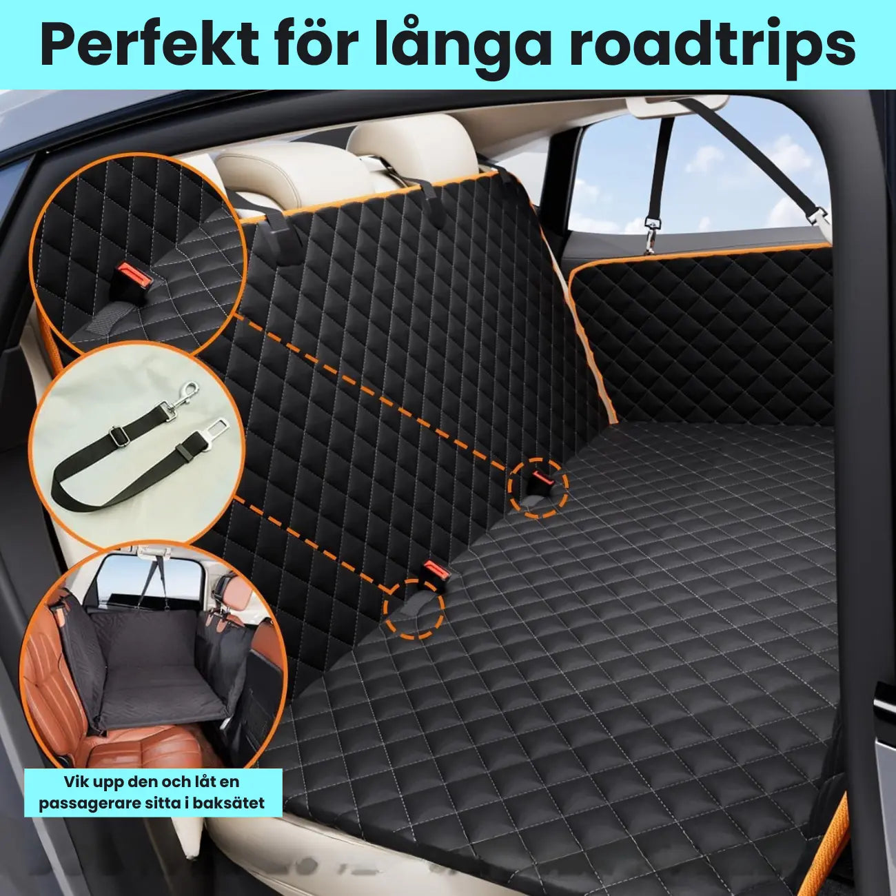 Baksäteskojan 2.0 - Hårdbotten Baksätesförlängare + (Gratis hundbälte)