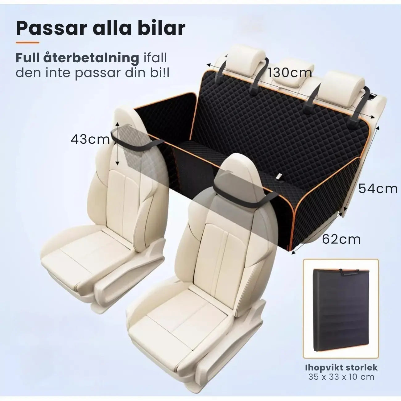 Baksäteskojan 2.0 - Hårdbotten Baksätesförlängare + (Gratis hundbälte)